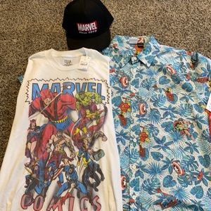 Marvel Bundle Set. 2 shirts and hat is SnapBack